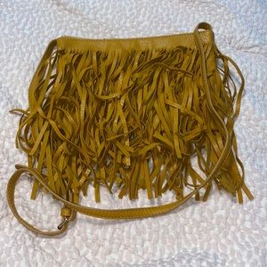Faux leather fringe golden purse